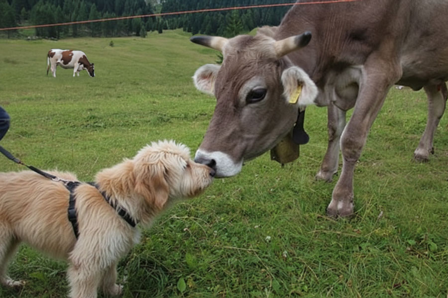 Hund in der Nähe eines Elektrozauns